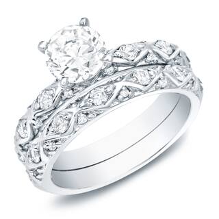 auriya platinum 1ct tdw vintage inspired certified diamond engagement ring bridal set - Platinum Wedding Ring Sets auriya platinum 1ct tdw vintage inspired certified diamond engagement ring bridal set - Platinum Wedding Ring Sets