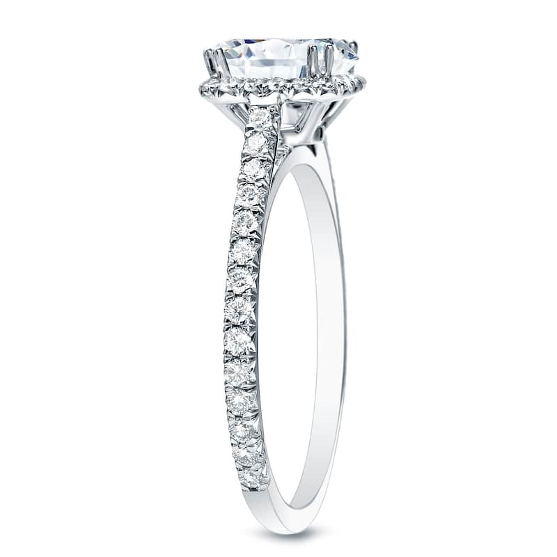Auriya Platinum 1 1/2ctw Cushion-cut Halo Diamond Engagement Ring