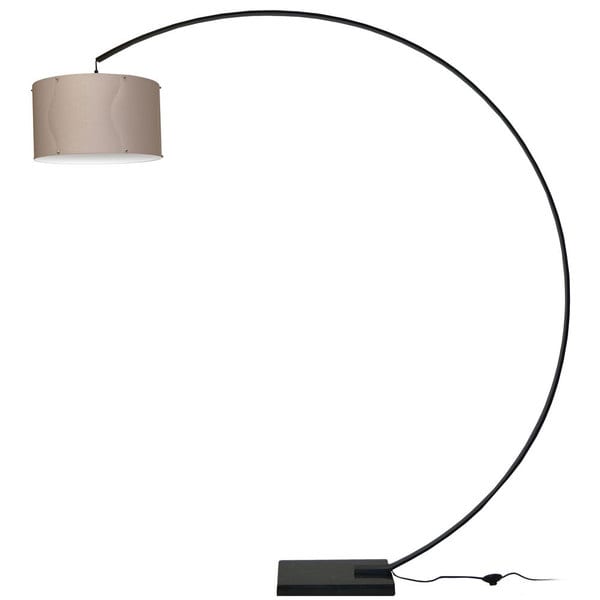 Dainolite Aluminum Arc Black Lamp with Tan Shade