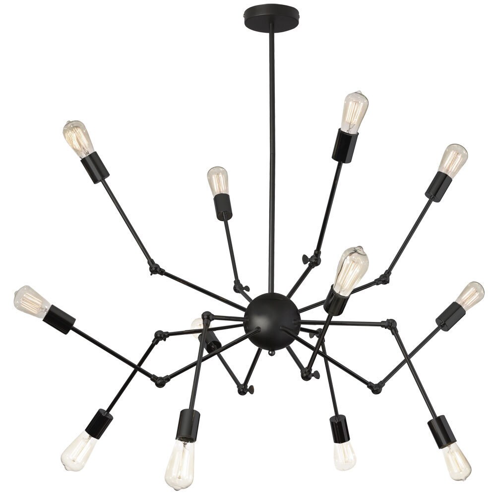 Dainolite Black Steel 12-light Chandelier With Adjustable Arm (Over 100 Watts) - Chandeliers For Bedrooms by Overstock.com