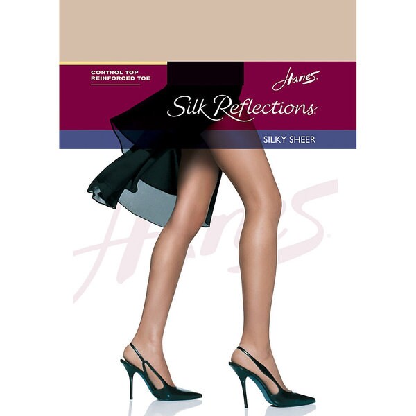 Silk Reflections Women's Control Top Reinforced Toe Pantyhose Travel ...