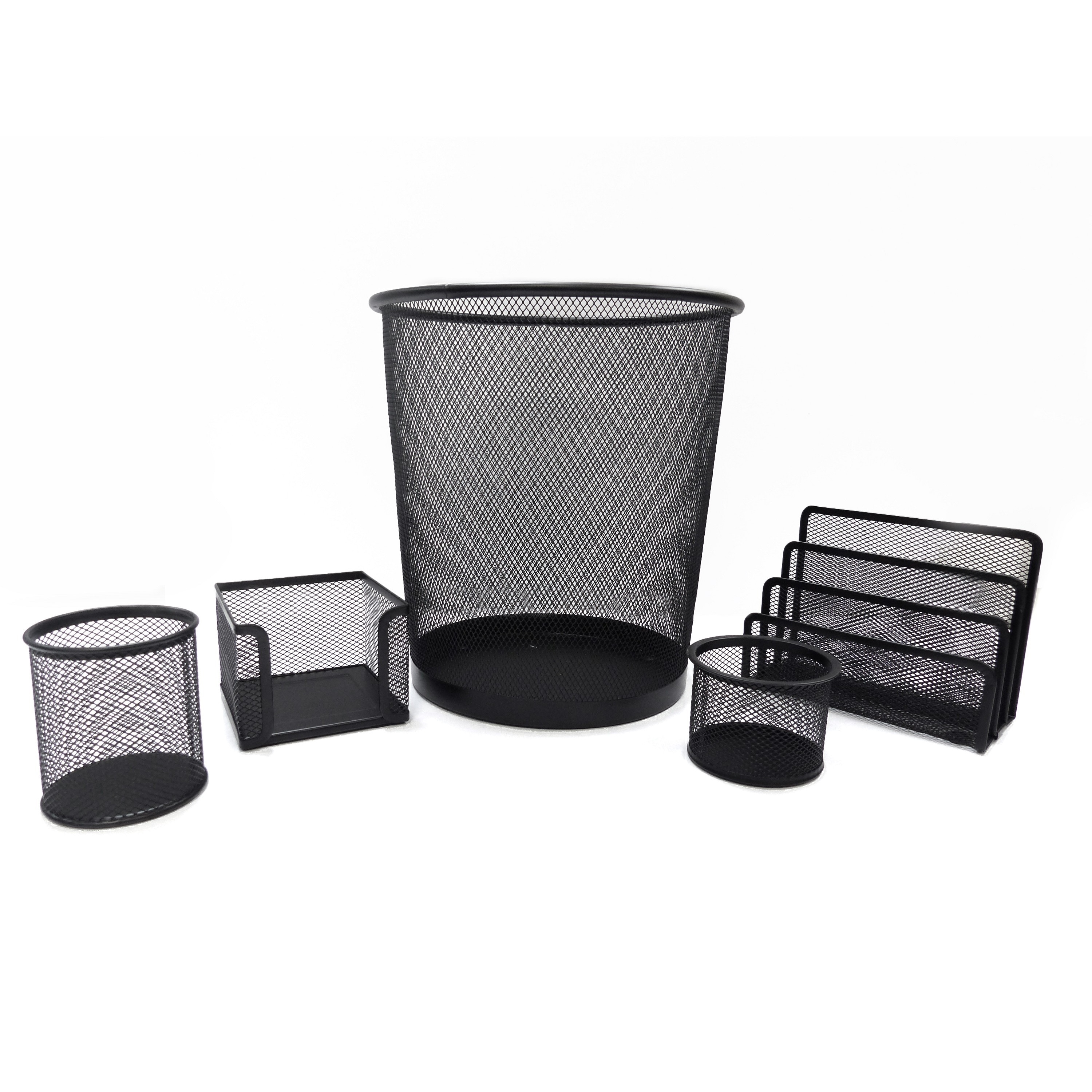 Shop Black Metal Mesh 5 Piece Desk Set Free Shipping On Orders