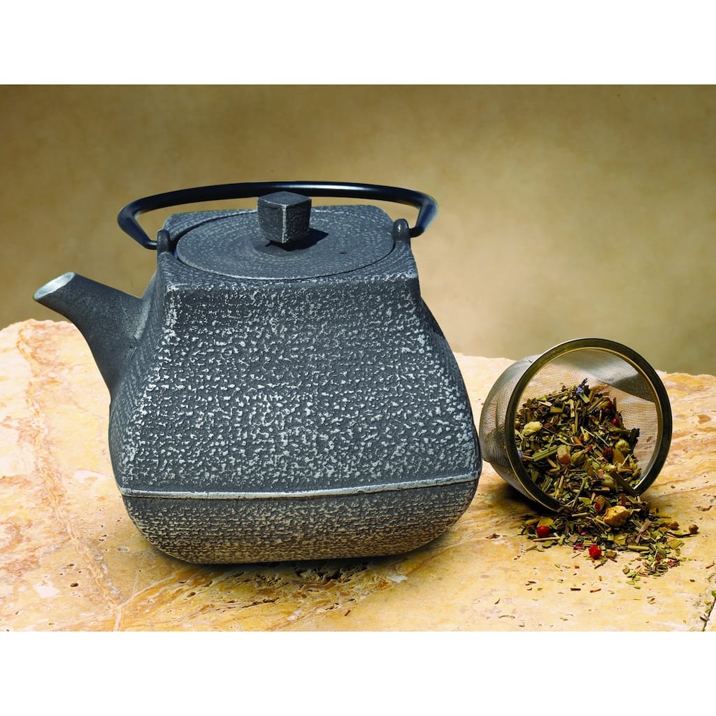 Meiyo Silver and Black Cast Iron Teapot 44 ounce