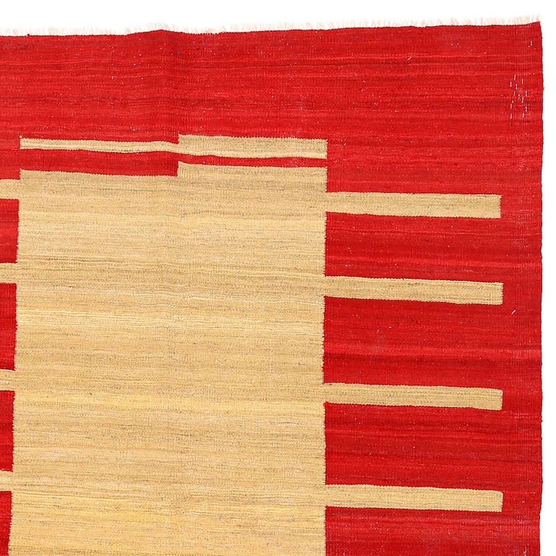 Handmade One-of-a-Kind Mimana Wool Kilim (Afghanistan) - 4'11 x 6'4