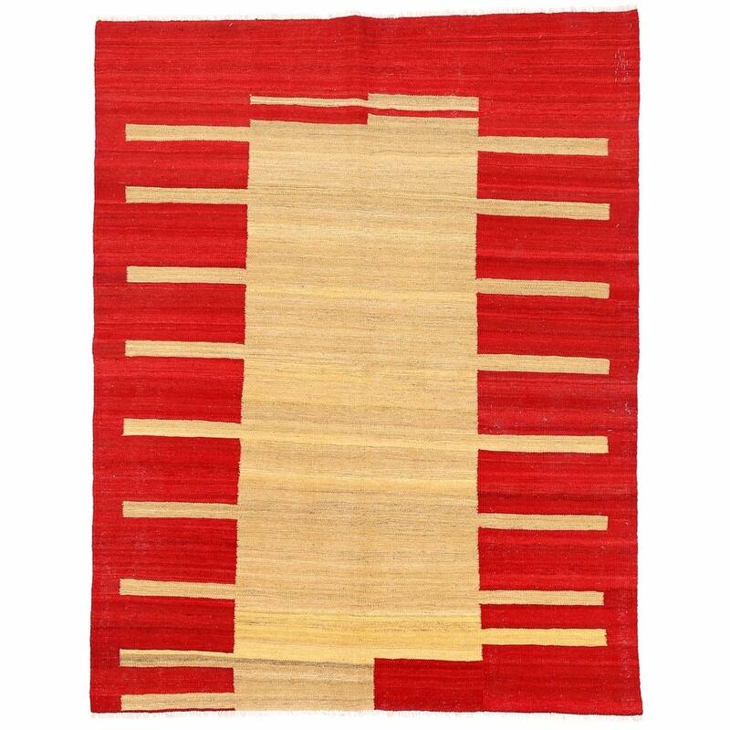 Handmade One-of-a-Kind Mimana Wool Kilim (Afghanistan) - 4'11 x 6'4