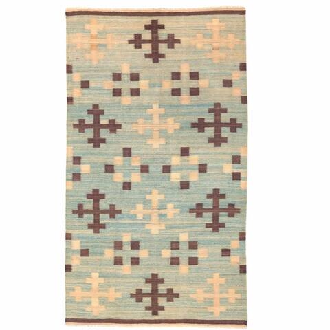Handmade One-of-a-Kind Mimana Wool Kilim (Afghanistan) - 5'6 x 9'10