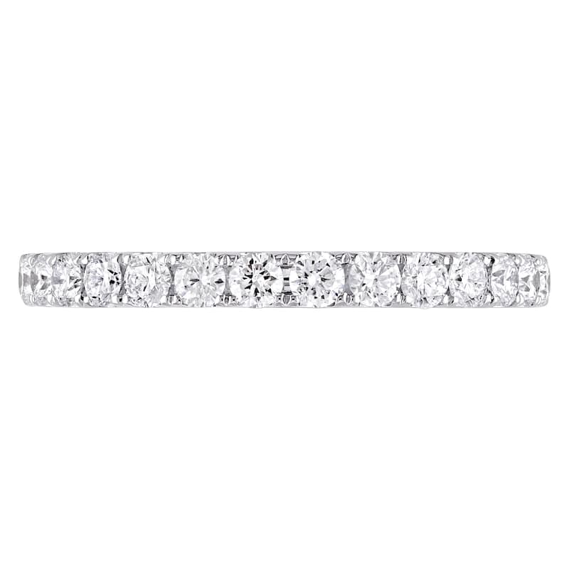 Miadora 10k White Gold 1/2ct TDW Diamond Stackable Semi-Eternity Band
