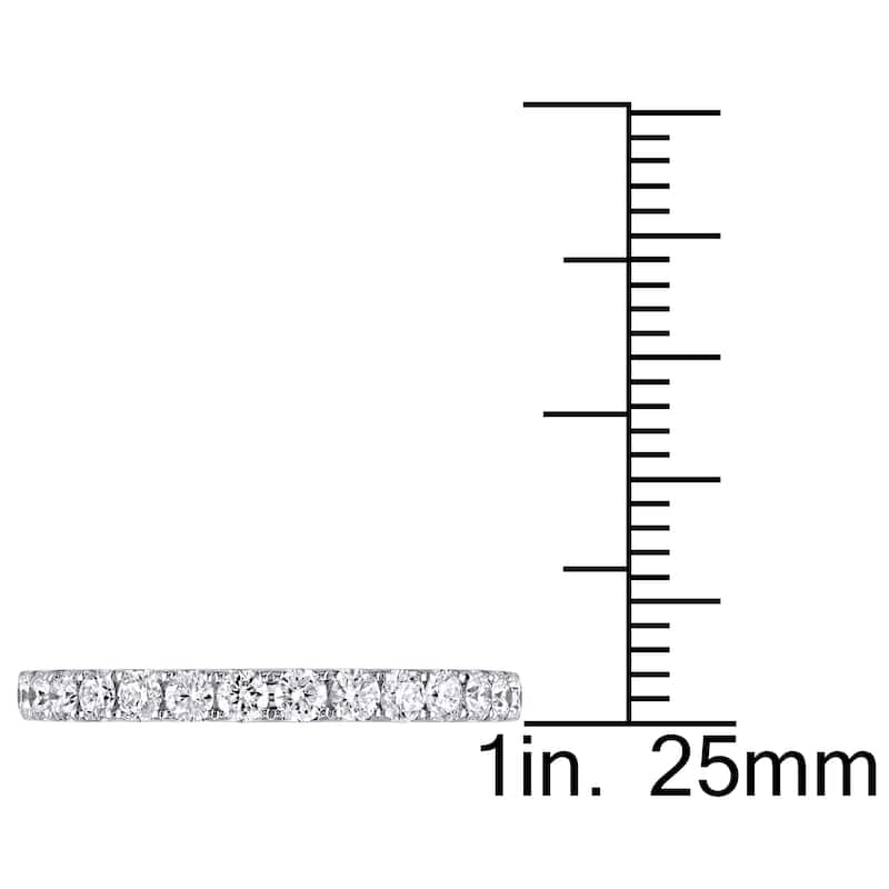 Miadora 10k White Gold 1/2ct TDW Diamond Stackable Semi-Eternity Band