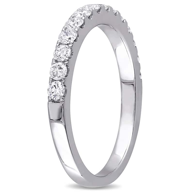 Miadora 10k White Gold 1/2ct TDW Diamond Stackable Semi-Eternity Band