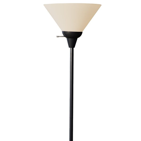 Light Accents Black Painted Metal 100-watt Floor Lamp with White Plastic Shade