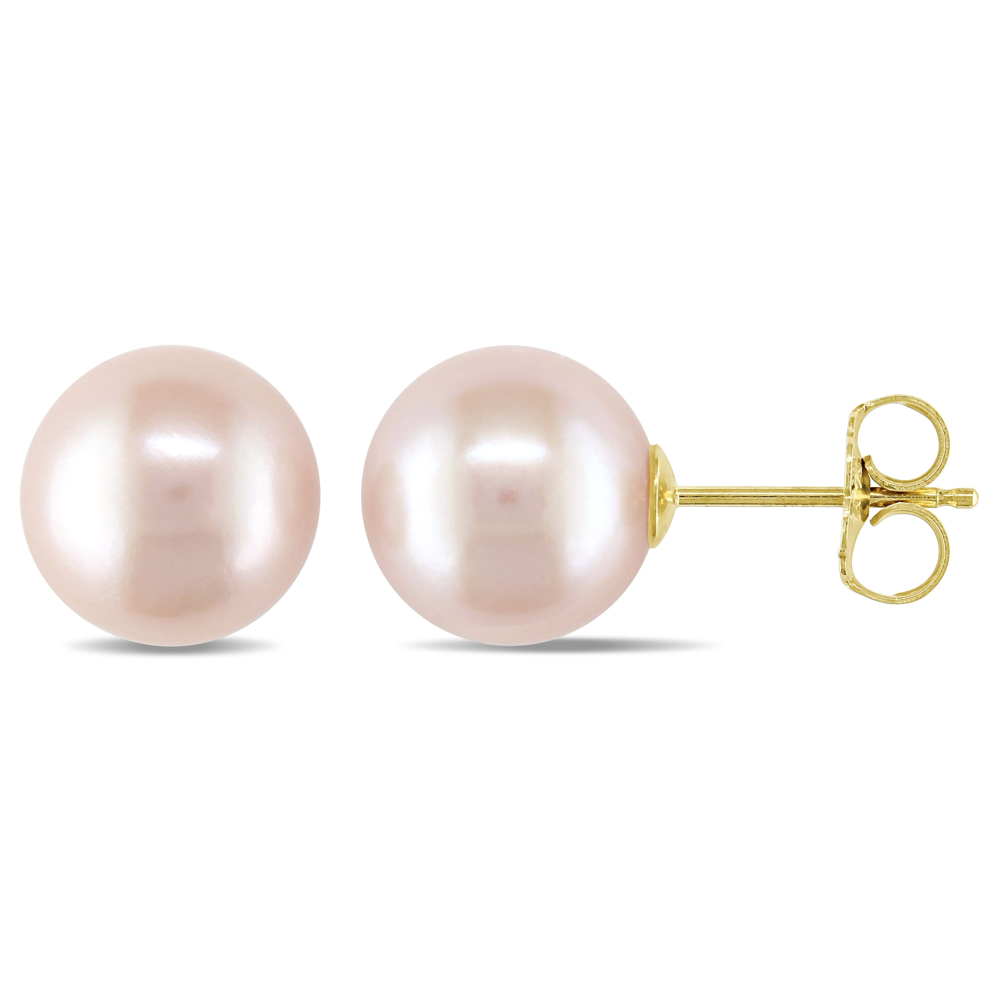Sterling Silver 4-5mm Pink Freshwater Cultured Round Pearl Stud Earrings