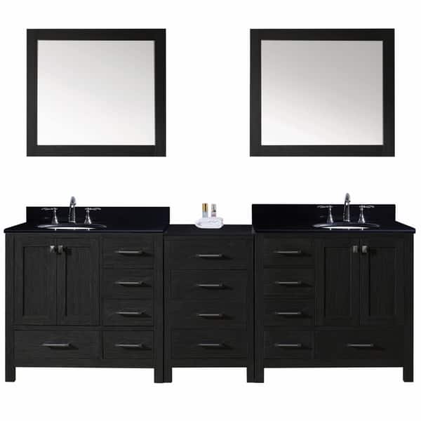 Virtu Usa Caroline Avenue 90 Inch Double Bathroom Vanity Set In Zebra Grey Overstock 12135456