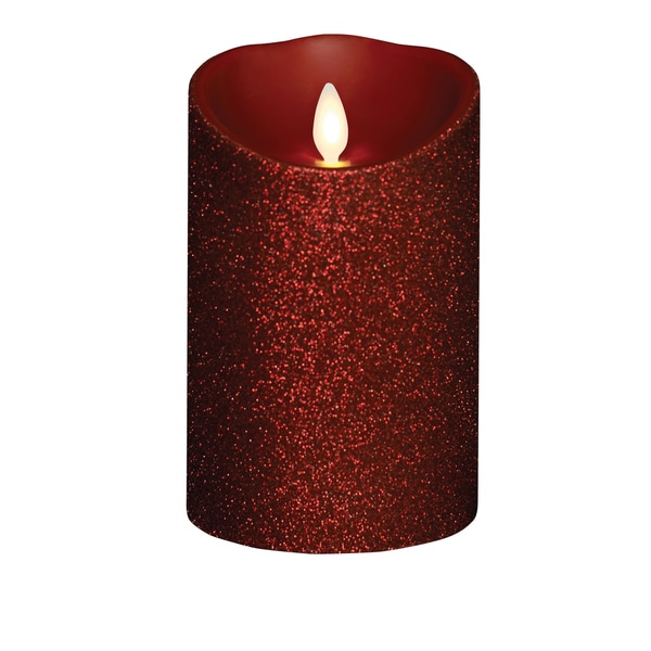 Shop Torchier 3.5"x5" Red Glitter Flameless Wax Pillar Candle Free