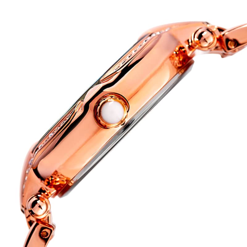 Burgi Women's Quartz Swarovski Crystal Easy-to-Read Rose-Tone Bracelet Watch