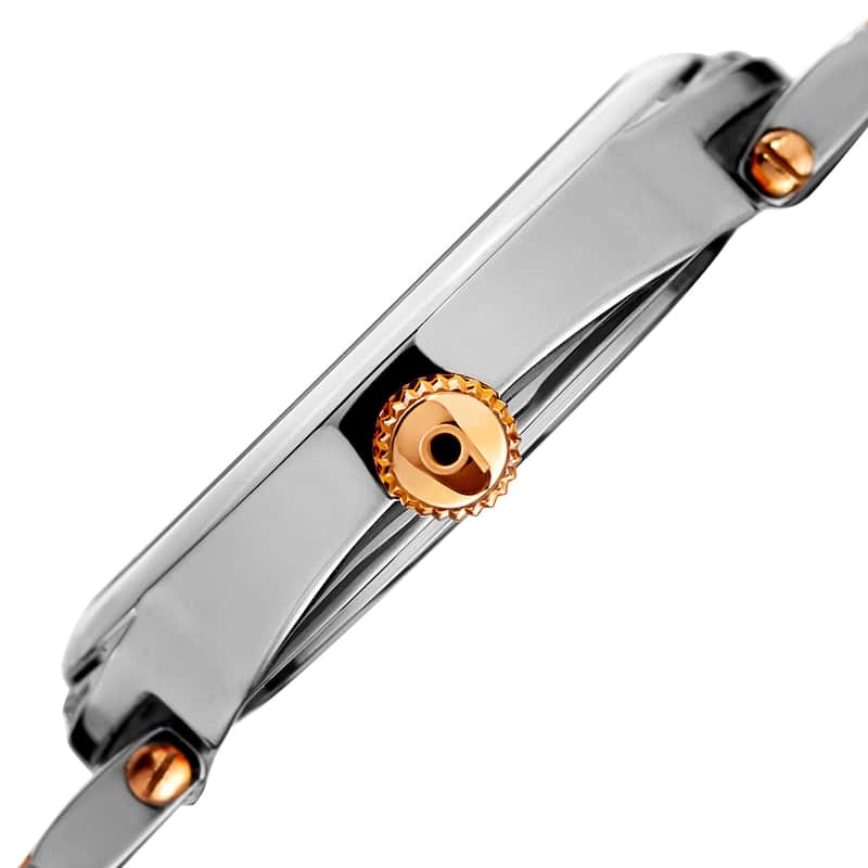 Burgi Women's Quartz Swarovski Crystal Stainless Steel Two-Tone Bracelet Watch