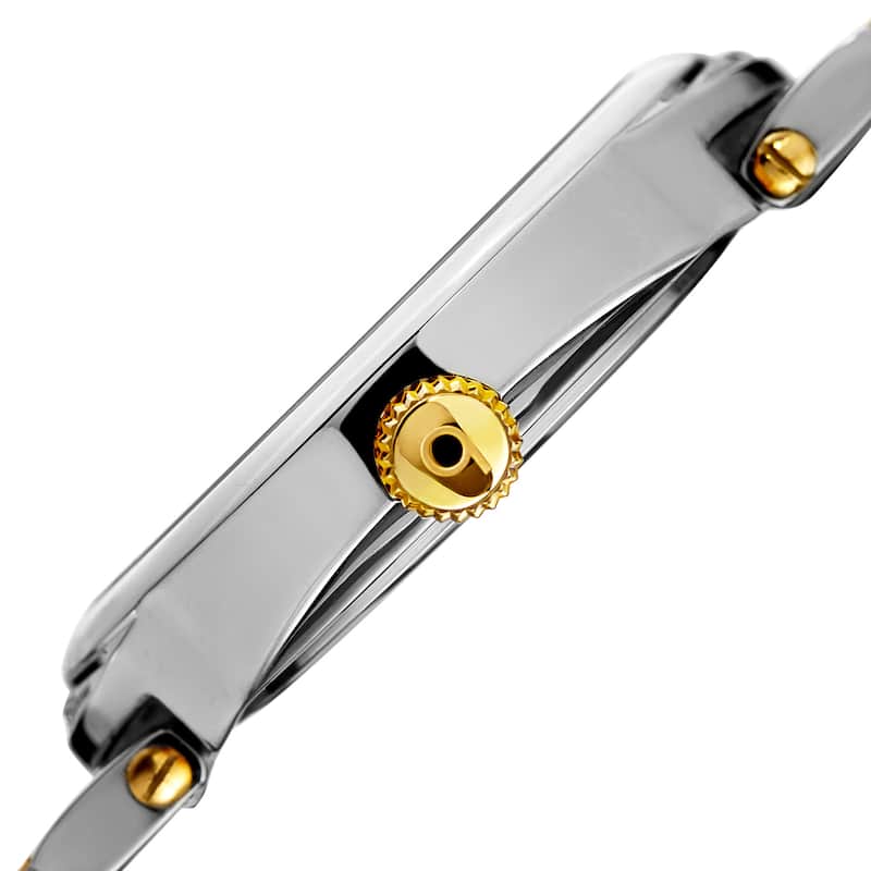 Burgi Women's Quartz Swarovski Crystal Stainless Steel Two-Tone Bracelet Watch