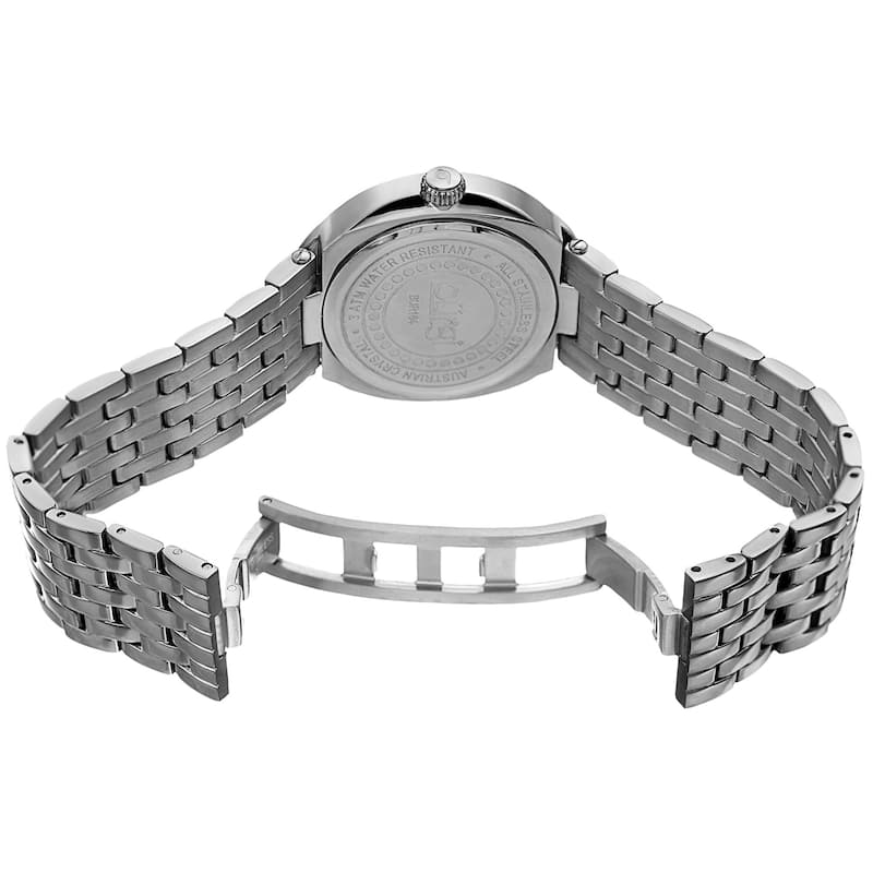 Burgi Women's Quartz Swarovski Crystal Stainless Steel Silver-Tone Bracelet Watch