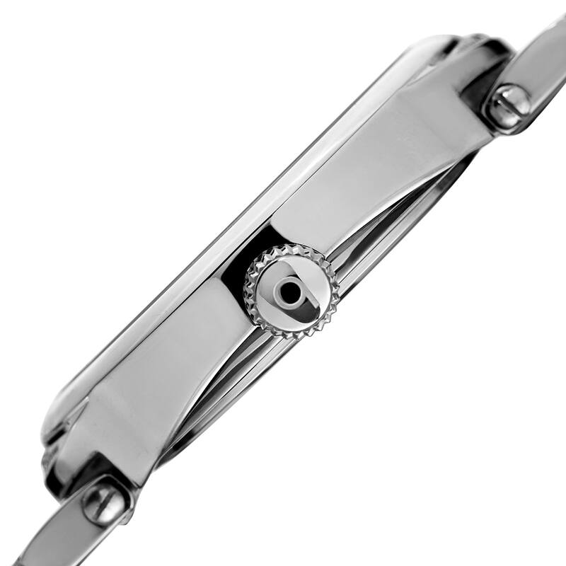 Burgi Women's Quartz Swarovski Crystal Stainless Steel Silver-Tone Bracelet Watch
