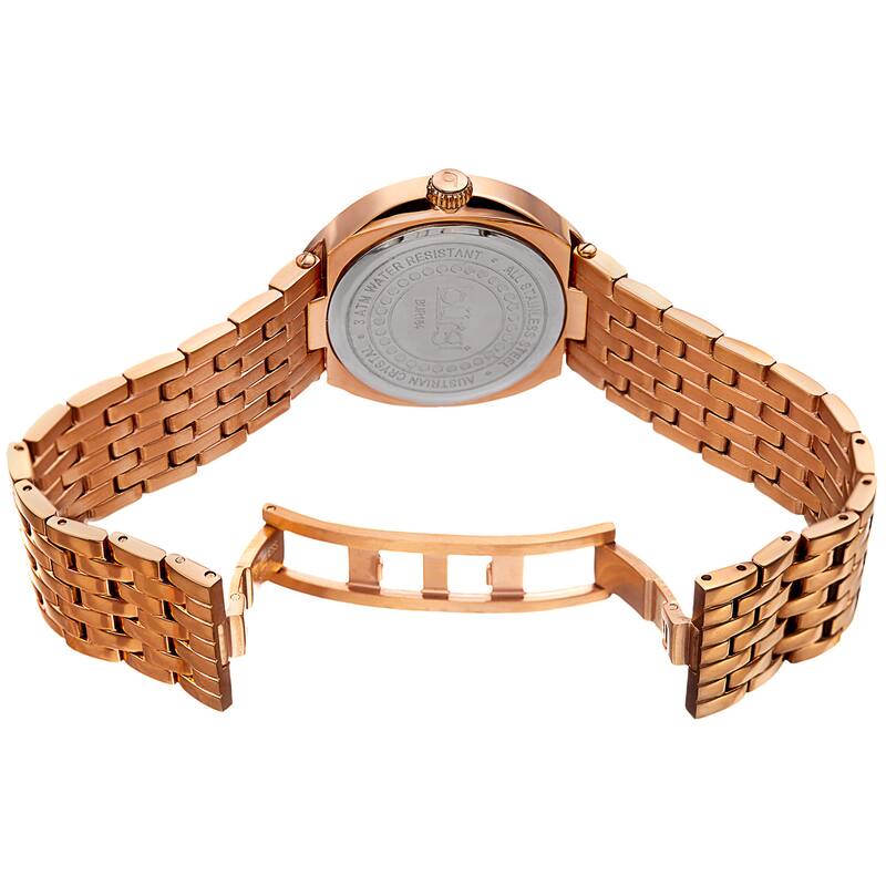 Burgi Women's Quartz Swarovski Crystal Stainless Steel Rose-Tone Bracelet Watch
