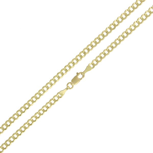 14k Yellow Gold 3mm Solid Cuban Curb Link Necklace Chain 16" - 24"