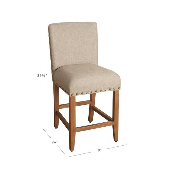 HomePop 24-inch Counter Height Tan Upholstered Barstool - 24 inches