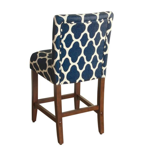 HomePop 24-inch Counter Height Geo Brights Navy Blue Upholstered Barstool - 24 inches