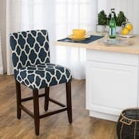 HomePop 24-inch Counter Height Geo Brights Navy Blue Upholstered Barstool