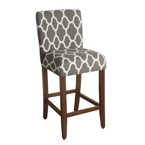 HomePop 29-inch Bar Height Geo Brights Warm Grey Upholstered Barstool - 29 inches