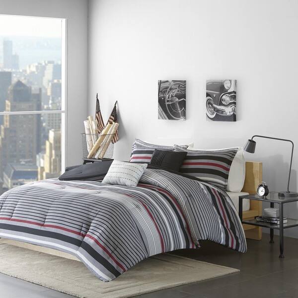 Shop Intelligent Design Jason Black Red Comforter Set Free