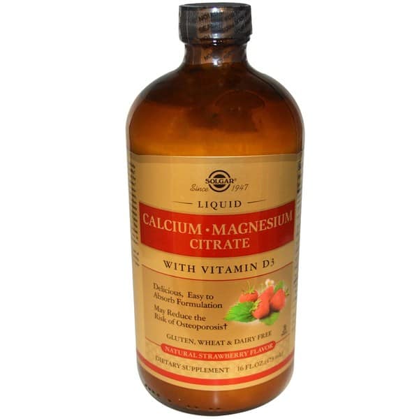 Solgar 16 Ounce Natural Strawberry Liquid Calcium Magnesium Citrate With Vitamin D3