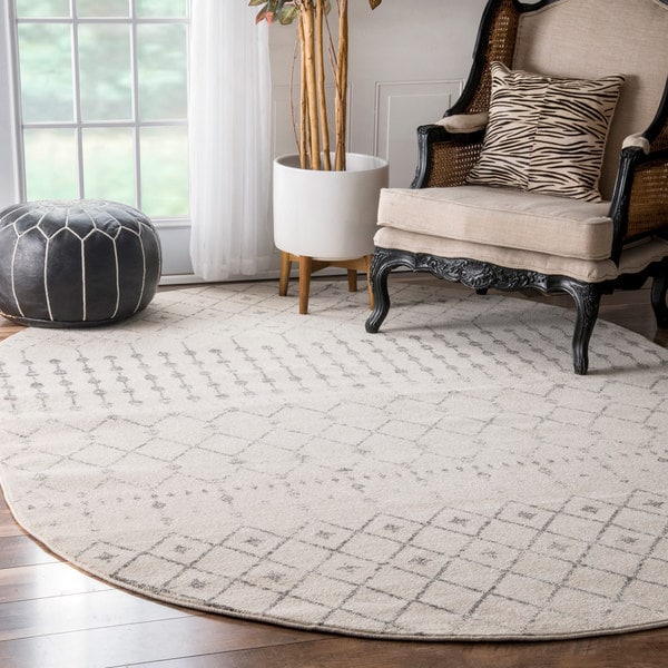 The Curated Nomad Ashbury Moroccan Grey Rug (6'7 x 9' Oval)