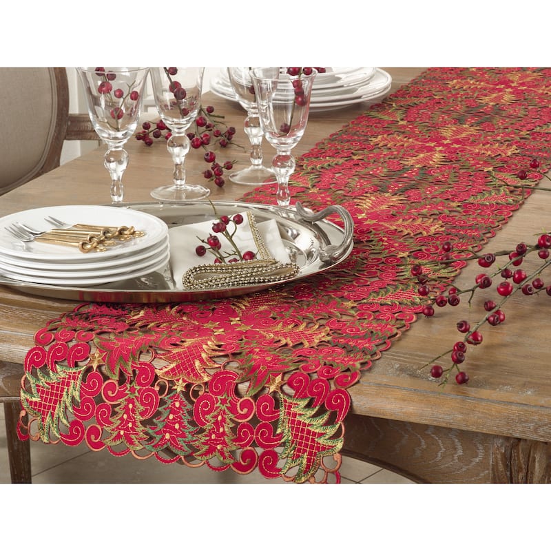 Panettone Collection Holiday Christmas Tree Cutwork Table Runner