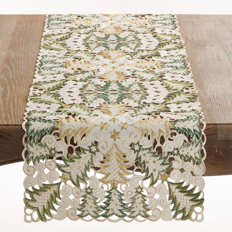 Panettone Collection Holiday Christmas Tree Cutwork Table Runner