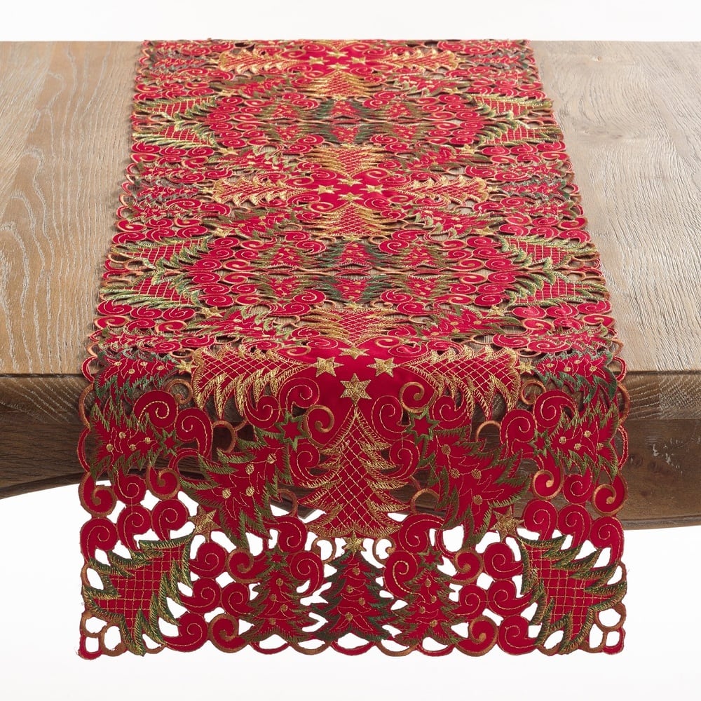 Panettone Collection Holiday Christmas Tree Cutwork Table Runner