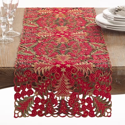 Panettone Collection Holiday Christmas Tree Cutwork Table Runner