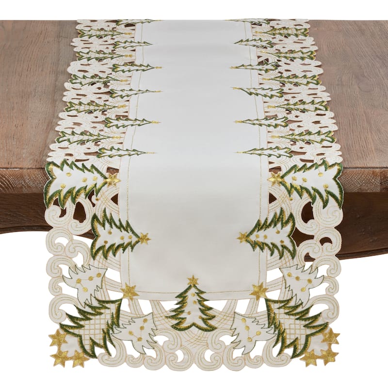 Christmas Trees Holiday Table Runner - Ivory - 16"x68"