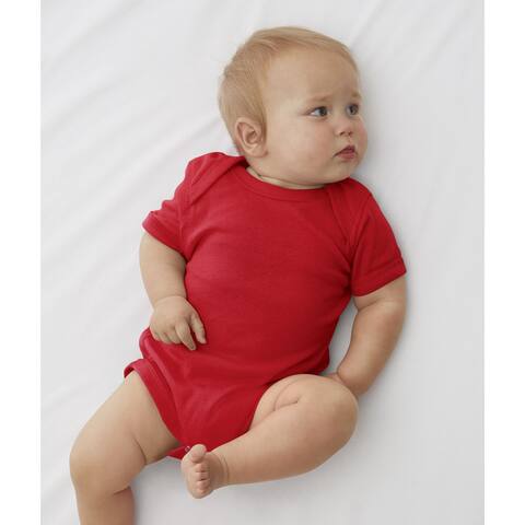 Rabbit Skins Red Cotton/Polyester Baby Rib Lap Shoulder Infant Bodysuit