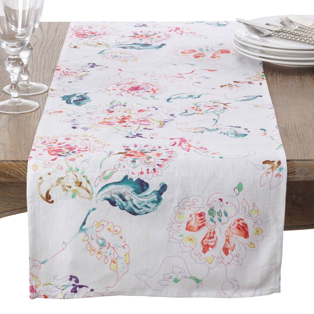 Primavera Collection Printed Floral Design Table Runner
