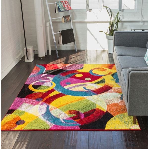 Well Woven Modern Circles Shapes Mid Century Multi Area Rug - 7'10 x 9'10