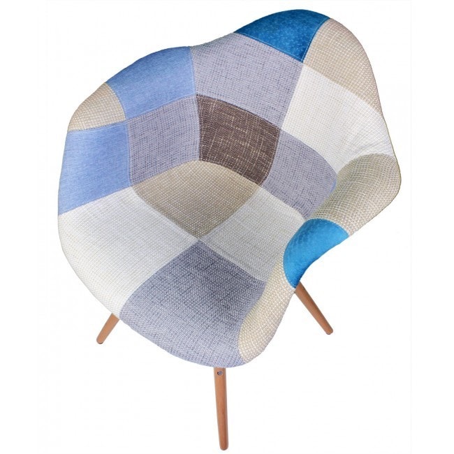 Woolen Fabric Dining Armchair With Wood Eiffel Legs
