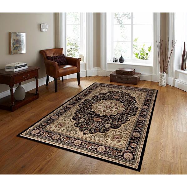 Persian Rugs Black/Burgundy/Ivory/Beige Polypropylene Oriental