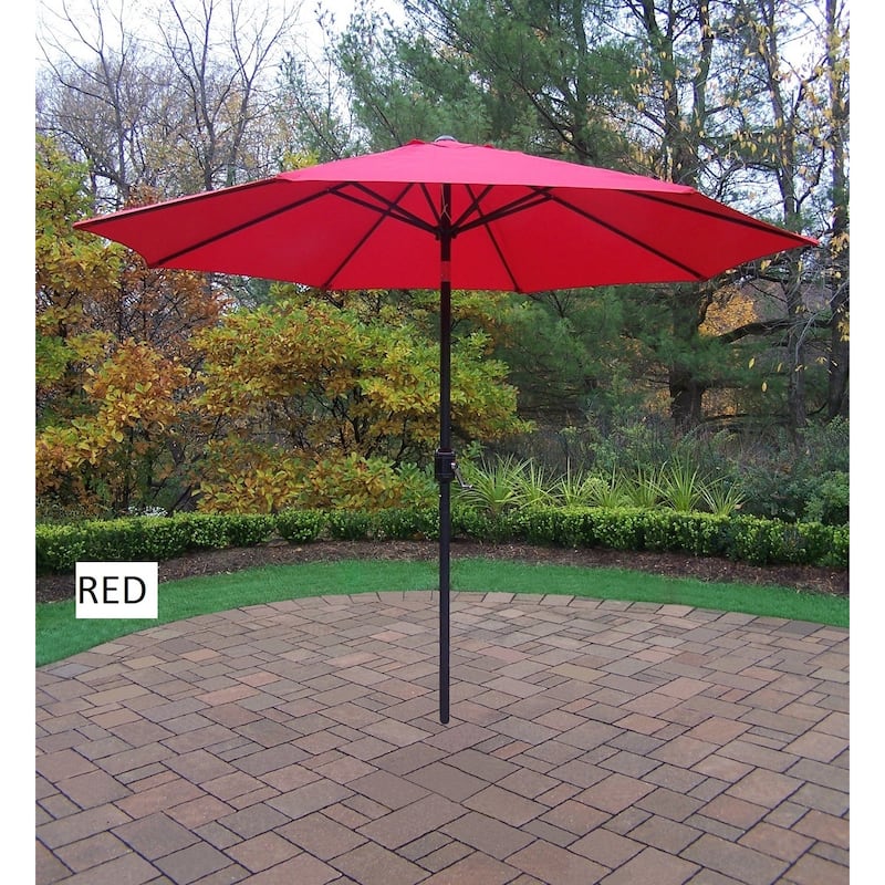 Metal Framed 9-foot Umbrella with Crank and Tilt system - Red/Black