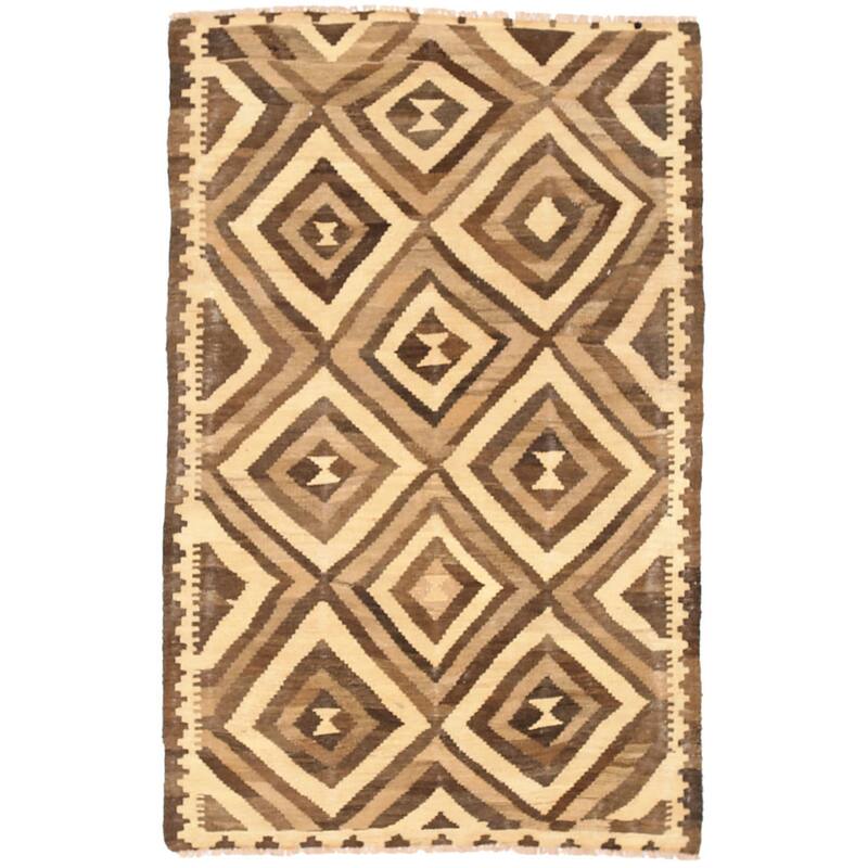 Handmade Wool Mimana Kilim (Afghanistan) - 3'1 x 4'11