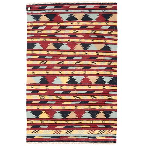 Handmade One-of-a-Kind Wool Mimana Kilim (Afghanistan) - 3'1 x 4'9