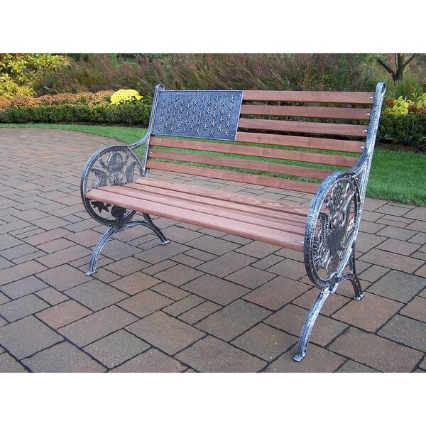 Shop Oakland Living Corporation Proud American Wrought Iron Wood Bench Overstock 12139720