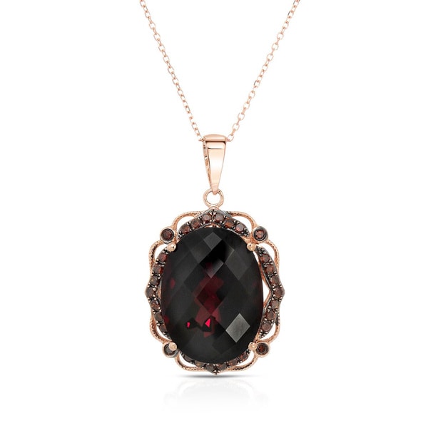 14K Yellow Gold Necklace With Fancy Cut Faceted Garnet Gemstones 18 Inches