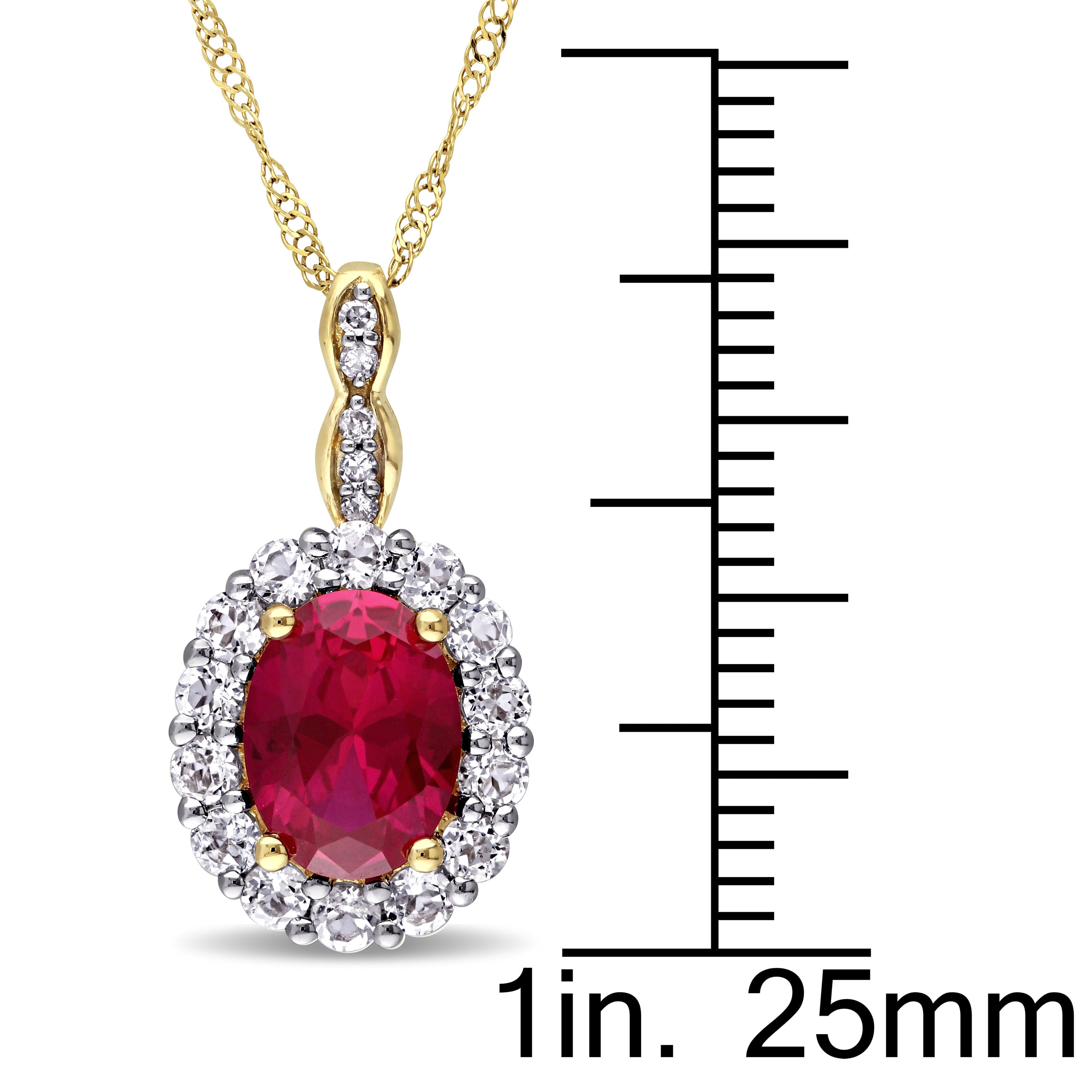Sterling Silver Created Ruby and White Topaz Emerald-Cut Dangle Earrings