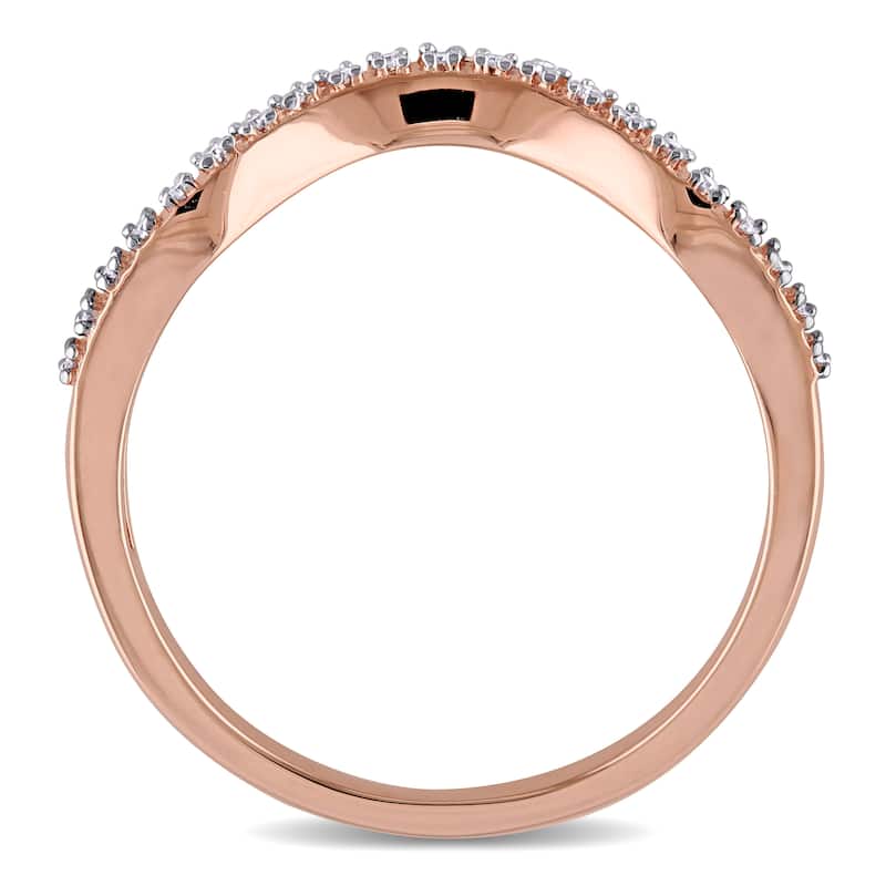 Miadora 10k Rose Gold Diamond Accent Contour Wedding Band - White