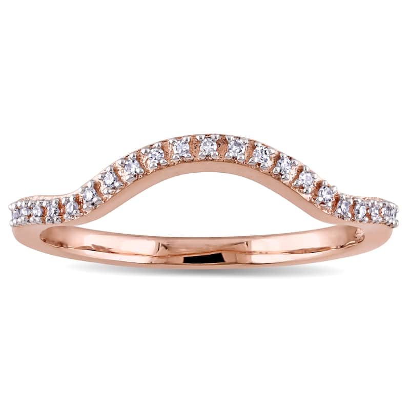 Miadora 10k Rose Gold Diamond Accent Contour Wedding Band - White