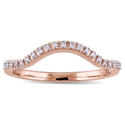 Miadora 10k Rose Gold Diamond Accent Contour Wedding Band - White